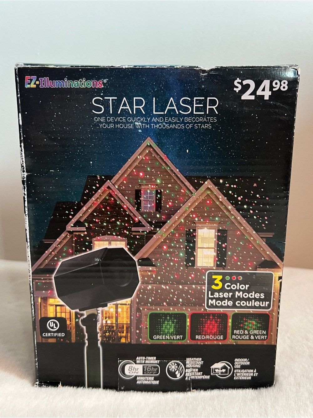 EZ-Illuminations Star Laser Christmas Light Projector Indoor Outdoor w/ Timer